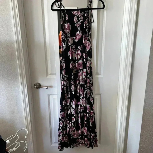 Free People Black Floral Tank Maxi Dress Size XS Color Black - Picture 6 of 6